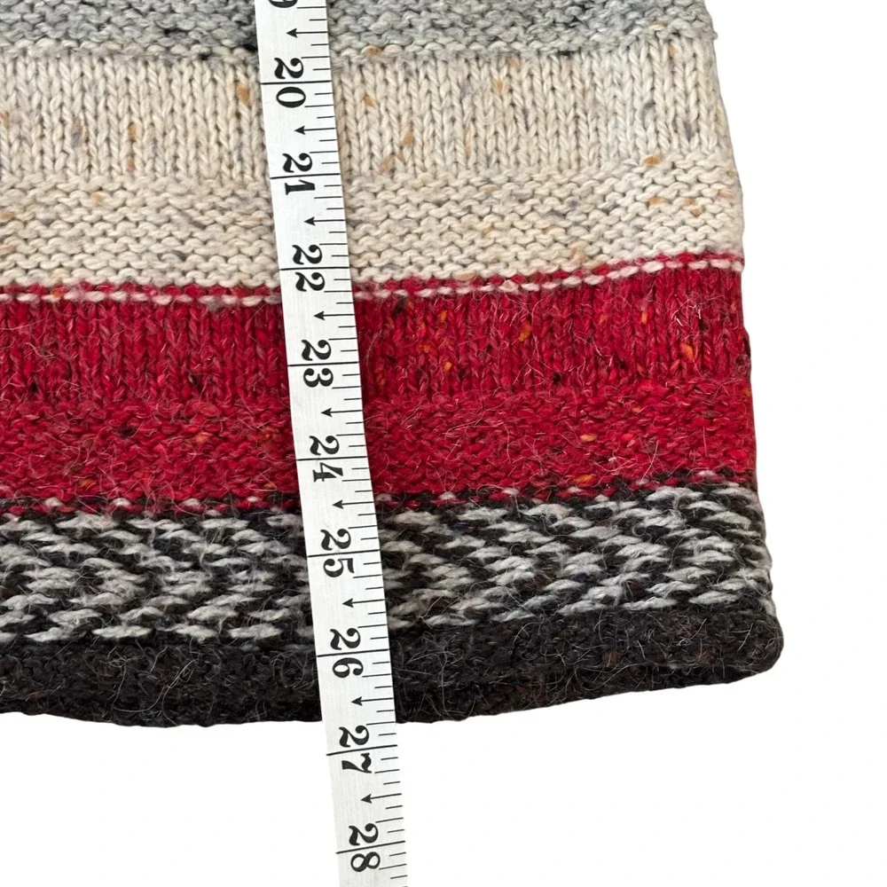 Vintage Best Authentic Men's Wool Blend Ski‎ Sweater Sz L Stripe Black White Red